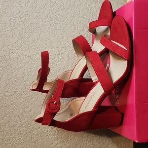 Red suede sandals
